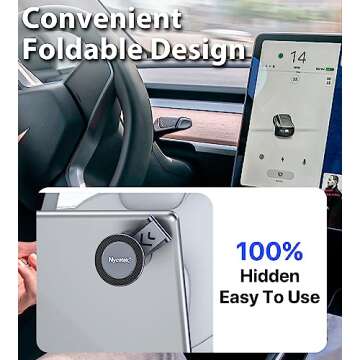 Nycetek Tesla Phone Mount Holder for, [Super Suction Power] Dashboard Magnetic iPhone Car Mount for Tesla Model Y/3/S/X Accessories 2023, Alloy Foldable Car Holder for iPhone Samsung and More