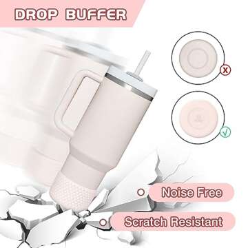 WUQID Heart Shaped Texture Silicone Boot Compatible with Stanle Quencher H2.0 & IceFlow Flip 20oz 30oz 40oz and Hydro Sport Flask 12-24oz, Anti-Slip Bottle Bottom Sleeve Cover