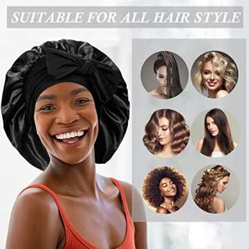 Adjustable Satin Hair Bonnet - 2 Pack for Women