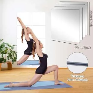JUNEBRUSHS Self Adhesive Acrylic Mirror Tiles - 8x8 Inch, 2MM Thick