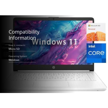 HP 14" HD Student Laptop with Intel Quad-Core and Office 365