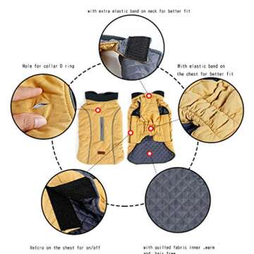 Rantow Reflective Dog Coat Winter Vest Loft Jacket for Small Medium Large Dogs Water-Resistant Windproof Snowsuit Cold Weather Pets Apparel, 6 Colors 7 Sizes (XS, Pink)