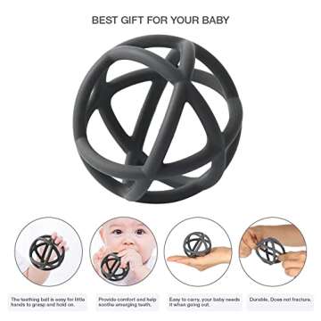 TOPGOMES Baby Teether Ball Toy, BPA Free Silicone Soft Ball Easy to Hold Teether for Babies Ages 6 Months+ (Sage)