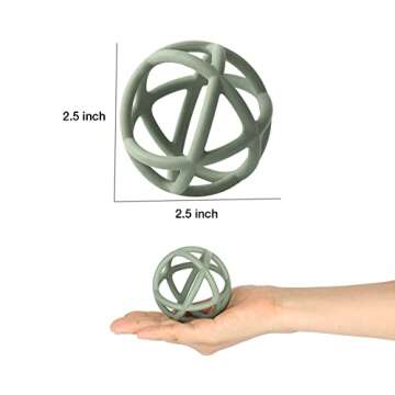 TOPGOMES Baby Teether Ball Toy, BPA Free Silicone Soft Ball Easy to Hold Teether for Babies Ages 6 Months+ (Sage)