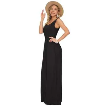 AUSELILY Women's Summer Sleeveless Loose Maxi Dress Casual Long Dresses with Pockets 2025 New Black 3XL