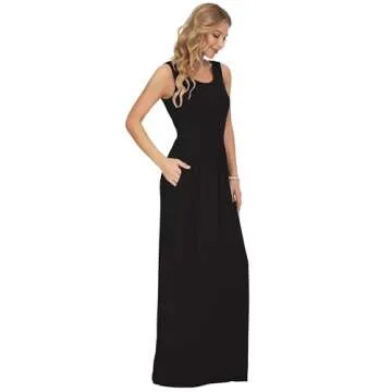 AUSELILY Women's Summer Sleeveless Loose Maxi Dress Casual Long Dresses with Pockets 2025 New Black 3XL