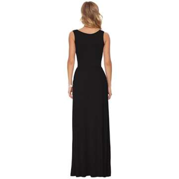 AUSELILY Women's Summer Sleeveless Loose Maxi Dress Casual Long Dresses with Pockets 2025 New Black 3XL