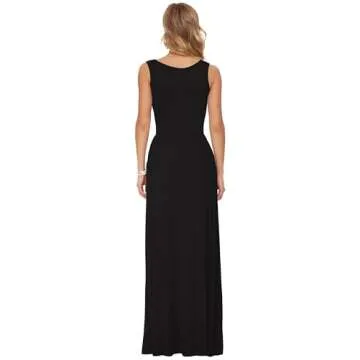 AUSELILY Women's Summer Sleeveless Loose Maxi Dress Casual Long Dresses with Pockets 2025 New Black 3XL
