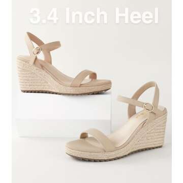 Ankis Platform Wedge Sandals for Women, Nude Espadrille Womens Wedge Sandals Comfortable Open Toe An...