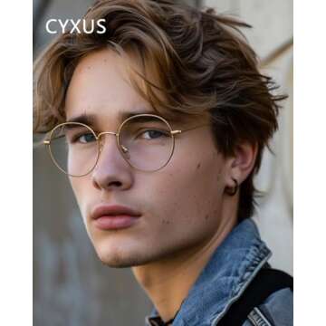 Cyxus Blue Light Glasses for Women Round Wire Frame Computer Glasses for Men UV Blocking Filter Clea...