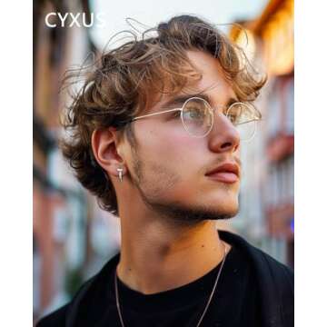 Cyxus Blue Light Glasses for Women Round Wire Frame Computer Glasses for Men UV Blocking Filter Clear Lens Metal Eyewear Ultralight Relieve Digital Screen Eye Strain, Headache