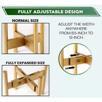 ZPirates Golden Plant Stand for Indoor - Adjustable, for 8 10 12 Inch Planter Pots and Flower Vases - Gold