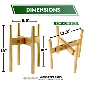 ZPirates Golden Plant Stand for Indoor - Adjustable, for 8 10 12 Inch Planter Pots and Flower Vases - Gold