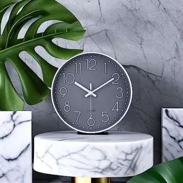 jomparis Wall Clock 12 Inch Non-Ticking Silent Battery Operated Round Wall Clock Modern Simple Style Decor Clock for Home/Office/School/Kitchen/Bedroom/Living Room
