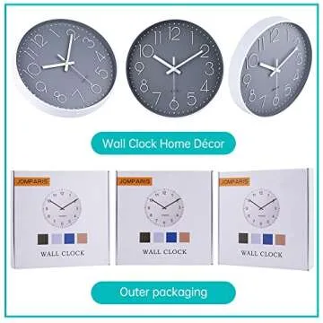 jomparis Wall Clock 12 Inch Non-Ticking Silent Battery Operated Round Wall Clock Modern Simple Style Decor Clock for Home/Office/School/Kitchen/Bedroom/Living Room