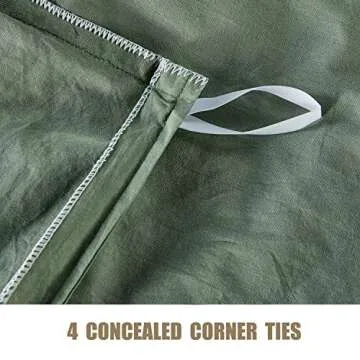 JELLYMONI Green Cotton Duvet Cover Set Queen - Stylish Comfort