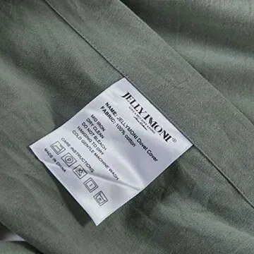 JELLYMONI Green Cotton Duvet Cover Set Queen - Stylish Comfort