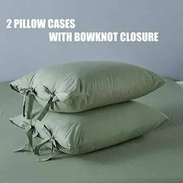 JELLYMONI Green Cotton Duvet Cover Set Queen - Stylish Comfort