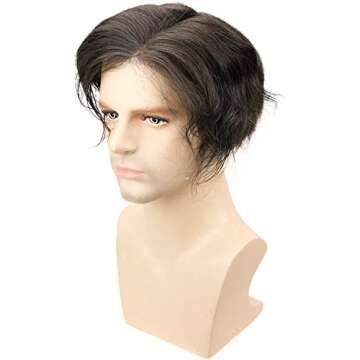 Rossy&Nancy Swiss Full Lace Men’s Toupee European Real Human Hair Replacement for Men Hairpiece Na...