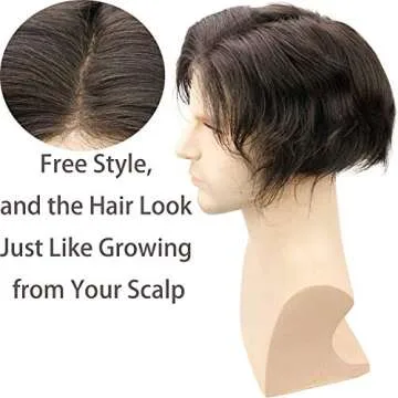 Rossy&Nancy Swiss Full Lace Men’s Toupee European Real Human Hair Replacement for Men Hairpiece Natural Black Color