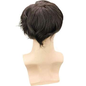 Rossy&Nancy Swiss Full Lace Men’s Toupee European Real Human Hair Replacement for Men Hairpiece Natural Black Color