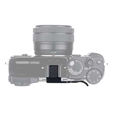 JJC TA-XPRO3 Thumbs Up Grip for Fuji X-Pro3 X-Pro2 X-Pro1 Camera, Hot Shoe Thumb Grip Comaptible with Fujifilm XPro3 XPro2 XPro1, Made of Premium Aluminium Alloy, Silicone pad Size 66.128.39mm