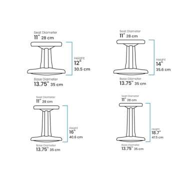 KORE Design Wobble Stool Chair, Girls + Boys Kid Desk Stools, Ergonomic Small Office Chairs, Flexible Seating for Active Kids, ADD/ADHD, Classroom, School, Home, Junior (16in), Age 8-9 yrs, Grey