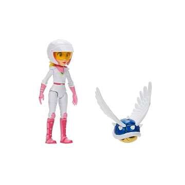 THE SUPER MARIO BROS. MOVIE 5 Inch Action Figure Series 2 Peach Figure in Motorcycle Outfit with Spiny Blue Shell