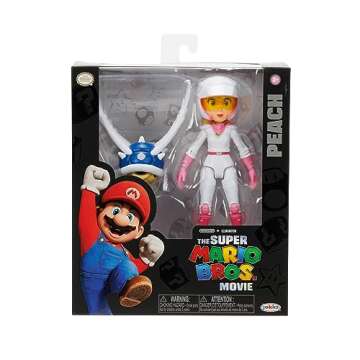 THE SUPER MARIO BROS. MOVIE 5 Inch Action Figure Series 2 Peach Figure in Motorcycle Outfit with Spiny Blue Shell