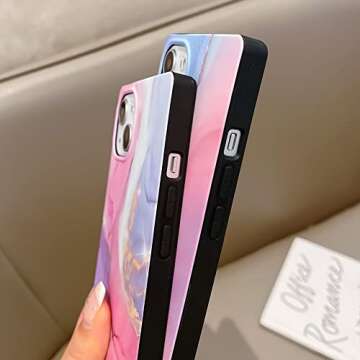 KERZZIL Cute Square Compatible with iPhone 13 Marble Case (2021) 6.1-inch,Slim Elegant Matte Soft TPU Silicone Gel Protective Cases Cover Design for iPhone 13(Pink)