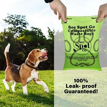 Biodegradable Dog Poop Bags by See Spot Go – 120 Environmentally Friendly Dog Waste Bags, Compostable Premium Eco-Friendly – 8 Rolls – Large 9x13 Inch Dimensions – Made Of Corn-Starch & Polymers