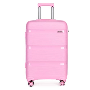 Kono Carry On Luggage Hard Shell Travel Trolley 4 Spinner Wheels Lightweight Polypropylene Suitcase ...