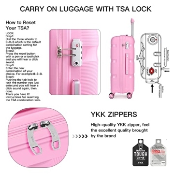 Kono Lightweight Carry On Luggage with Spinner Wheels