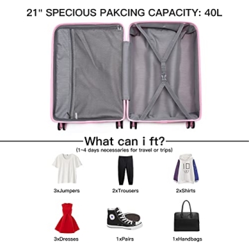 Kono Lightweight Carry On Luggage with Spinner Wheels