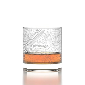 Well Told Engraved Pittsburgh Map Whiskey Glass Gift