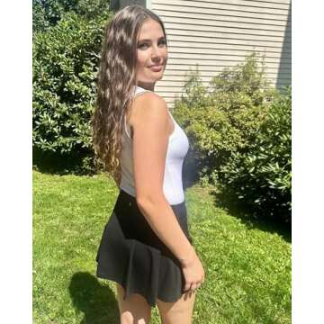 Stelle Women Tennis Skirt Golf Skorts Athletic High Waisted with Pockets Inner Shorts Sport Workout Pleated Pickleball (Black-Nylon, Medium)