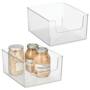 mDesign Modern Plastic Open Front Dip Storage Organizer Bin Basket for Bathroom Organization - Vanit...