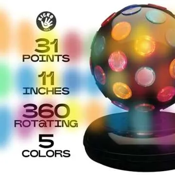 Kicko Spinning Disco Ball LED Lights - 11 inch Dance Light Ball for Indoor Parties - 360 Degree Rotating - Neon Birthday Decorations for Kids and Adults - Colorful 80s Party, Flashing Night Disco Lamp