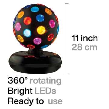 Kicko Spinning Disco Ball LED Lights - 11 inch Dance Light Ball for Indoor Parties - 360 Degree Rotating - Neon Birthday Decorations for Kids and Adults - Colorful 80s Party, Flashing Night Disco Lamp
