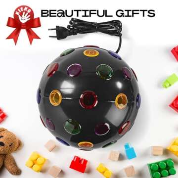 Kicko Spinning Disco Ball LED Lights - 11 inch Dance Light Ball for Indoor Parties - 360 Degree Rotating - Neon Birthday Decorations for Kids and Adults - Colorful 80s Party, Flashing Night Disco Lamp