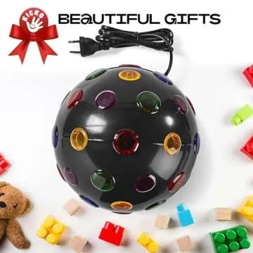 Kicko Spinning Disco Ball LED Lights - 11 inch Dance Light Ball for Indoor Parties - 360 Degree Rotating - Neon Birthday Decorations for Kids and Adults - Colorful 80s Party, Flashing Night Disco Lamp