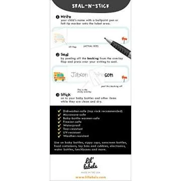 Self-Laminating Waterproof Kids Name Labels for Bottles