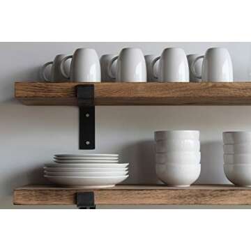 Urban Legacy Deep Shelves | White Oak Hardwood with Torched Finish | Full Brackets | High Weight Capacity | Set of 2 (Torched Oak, Bracketed 48" x 11" x 2")