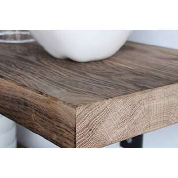Urban Legacy Deep Shelves | White Oak Hardwood with Torched Finish | Full Brackets | High Weight Capacity | Set of 2 (Torched Oak, Bracketed 48" x 11" x 2")