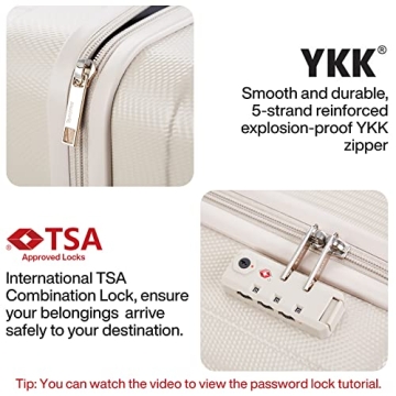 Hanke 16 Inch Underseat Carry on Luggage with Wheels,Small Hard Shell Suitcases for Weekender,Tsa Approved Lightweight Travel Luggage Suitcase for Womem Men,Christmas Gifts for Birthday- Ivory White.