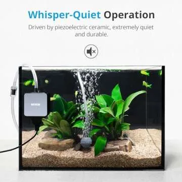 NICREW Nano Silent Aquarium Air Pump Black, Aquarium Aerator with Accessories for Up to 10 Gallon Fi...