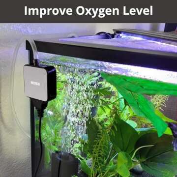 NICREW Nano Silent Aquarium Air Pump Black, Aquarium Aerator with Accessories for Up to 10 Gallon Fish Tank, Super Quiet, 0.3 L/min, 1.5 Watts