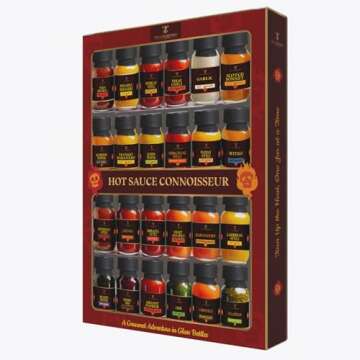 Hot Sauce Gift Sets - Hot Sauce Variety Pack, Hot Sauce Sampler, 24 Mini Hot Sauce Bottles, Hot Sauce Gift Sets For Men |Hot Sauce Collection Gift Set, Food Gifts For Men, Women |Hot Sauce Gift Sets