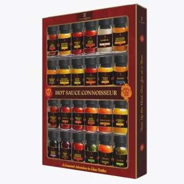 Gourmet Hot Sauce Gift Set - 24 Unique Mini Bottles