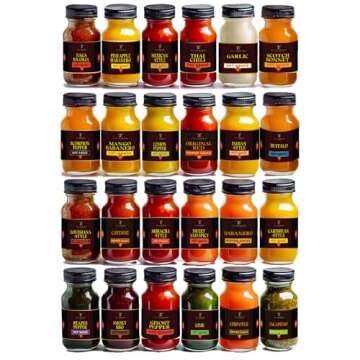 Hot Sauce Gift Sets - Hot Sauce Variety Pack, Hot Sauce Sampler, 24 Mini Hot Sauce Bottles, Hot Sauce Gift Sets For Men |Hot Sauce Collection Gift Set, Food Gifts For Men, Women |Hot Sauce Gift Sets